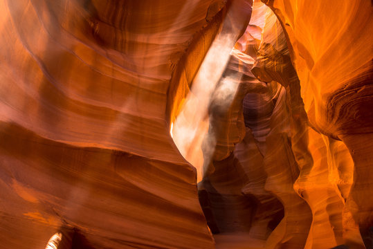 Light streaming into aslot canyon