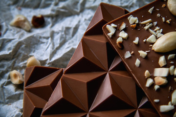Handmade chochocolate on a black background