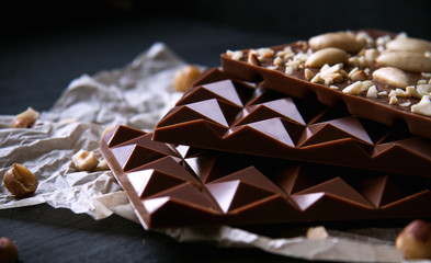 Handmade chochocolate on a black background
