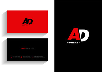 Letters A D, A & D joint logo icon with business card vector template.