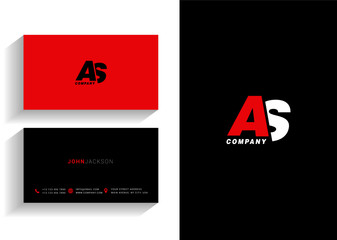 Letters A S, A & S joint logo icon with business card vector template.