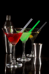 Collection of colorful cocktails