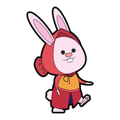 Fototapeta na wymiar Cute rabbit cartoon vector illustration graphic design