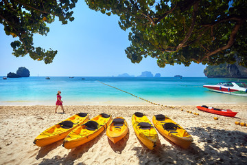 Traveler on the beach in Thailand