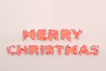 Liquid red Merry Christmas words with drops on white background
