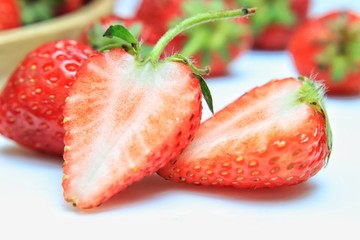 Red strawberry, closeup, macro