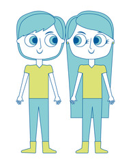 brother and sister happy children cartoon