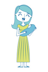 happy young mother hugging little toddler son