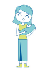 mom holds the baby in her arms