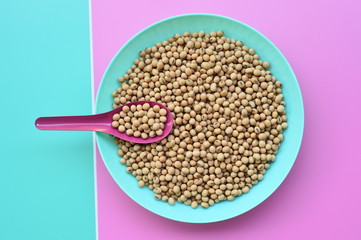 Soy bean on plate for background