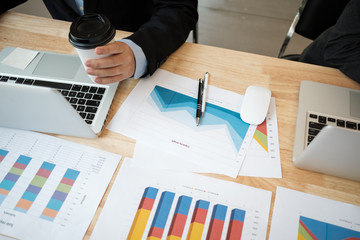 good teamwork, workplace strategy, Businessmen meeting to discuss and consult on the future plans of their work together