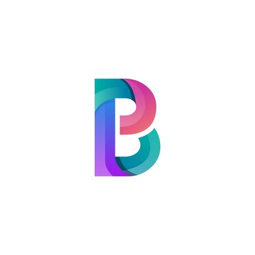 Abstract colorful  letter B  logo icon.  for corporate identity design isolated on dark background.