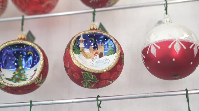 Close up of painted Christmas balls 