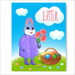 Obraz na płótnie Canvas Easter bunny poster with basket-05