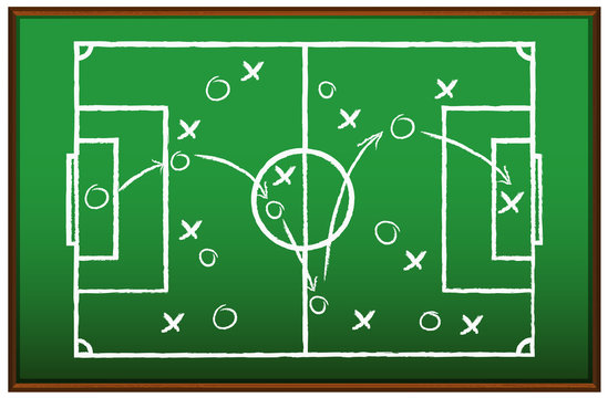 Game plan for football on chalkboard