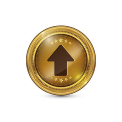 Up Key Circular Vector Gold Web Icon