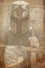 medieval armed knight with sword and shield