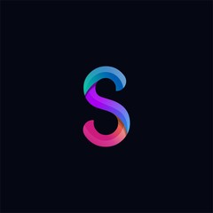Abstract colorful  letter S  logo icon.  for corporate identity design isolated on dark background.