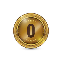 0 Number Circular Vector Gold Web Icon Button Set