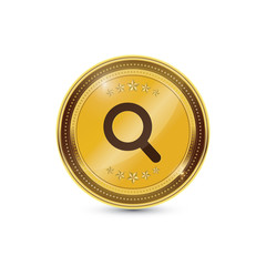 Search Circular Gold Vector Web Button Icon