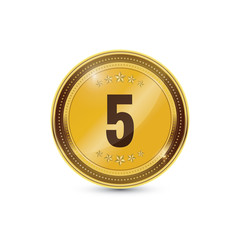 5 Number Circular Vector Gold Web Icon Button Set