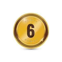 6 Number Circular Vector Gold Web Icon Button Set