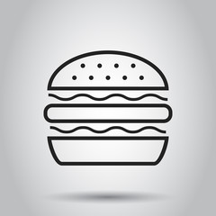 Burger fast food flat vector icon. Hamburger symbol logo illustration. Business concept simple flat pictogram on isolated background.