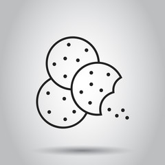 Cookie flat vector icon. Chip biscuit illustration. Dessert food pictogram. Business concept simple flat pictogram on isolated background.