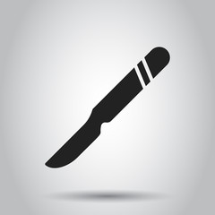 Medical scalpel vector icon. Hospital surgery knife sign illustration. Business concept simple flat pictogram on isolated background.