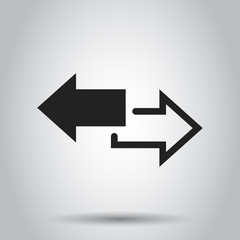 Arrow left and right vector icon. Forward arrow sign illustration. Business concept. Business concept simple flat pictogram on isolated background.
