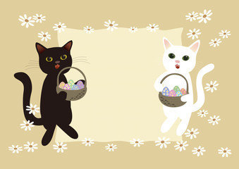 ウサギだけじゃない！イースターを祝う黒猫と白猫