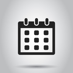 Naklejka premium Calendar vector icon. Reminder agenda sign illustration. Business concept simple flat pictogram.