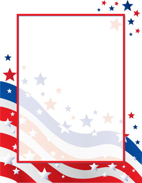 United States of American Flag Border with Stars and Stripes