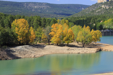 Fall colors in Serrania de Cuenca mountain in Spain