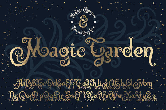 Beautyfull decorative font named "Magic Garden" with nice textured noise effect.