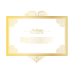 Arabesque abstract classic element vintage white and gold background card template vector