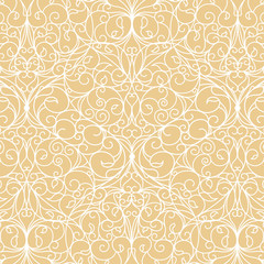 Arabesque abstract classic element vintage white and gold background vector