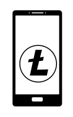 crypto coin litecoin on  a screen phone