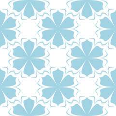 Blue floral seamless design on white background
