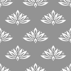 Bloemenachtergrond met grijs naadloos patroon