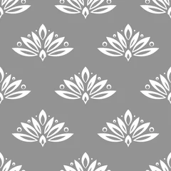  Bloemenachtergrond met grijs naadloos patroon © Liudmyla