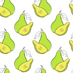 vector seamless pattern with pears