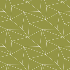Polygonal Olive green geometric ornament. Seamless pattern