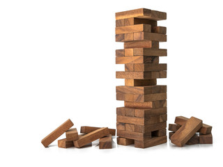 blocks wood jenga game isolated on white background