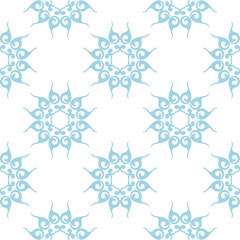 Blue floral seamless pattern on white background