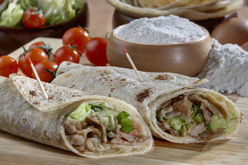 Doner,Turkish Shawarma durum Traditional doner wrap
