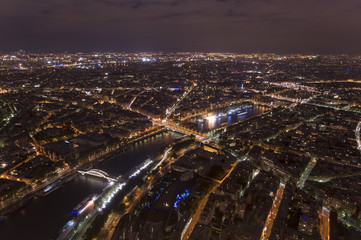 Naklejka na ściany i meble night scene of Paris cityscape from Eiffel Tower