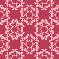 Fototapeta na wymiar Floral seamless pattern on red background