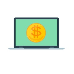 Laptop screen with the Dollar sign. Economy concept. vector