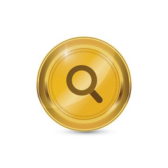 Search Circular Gold Vector Web Button Icon